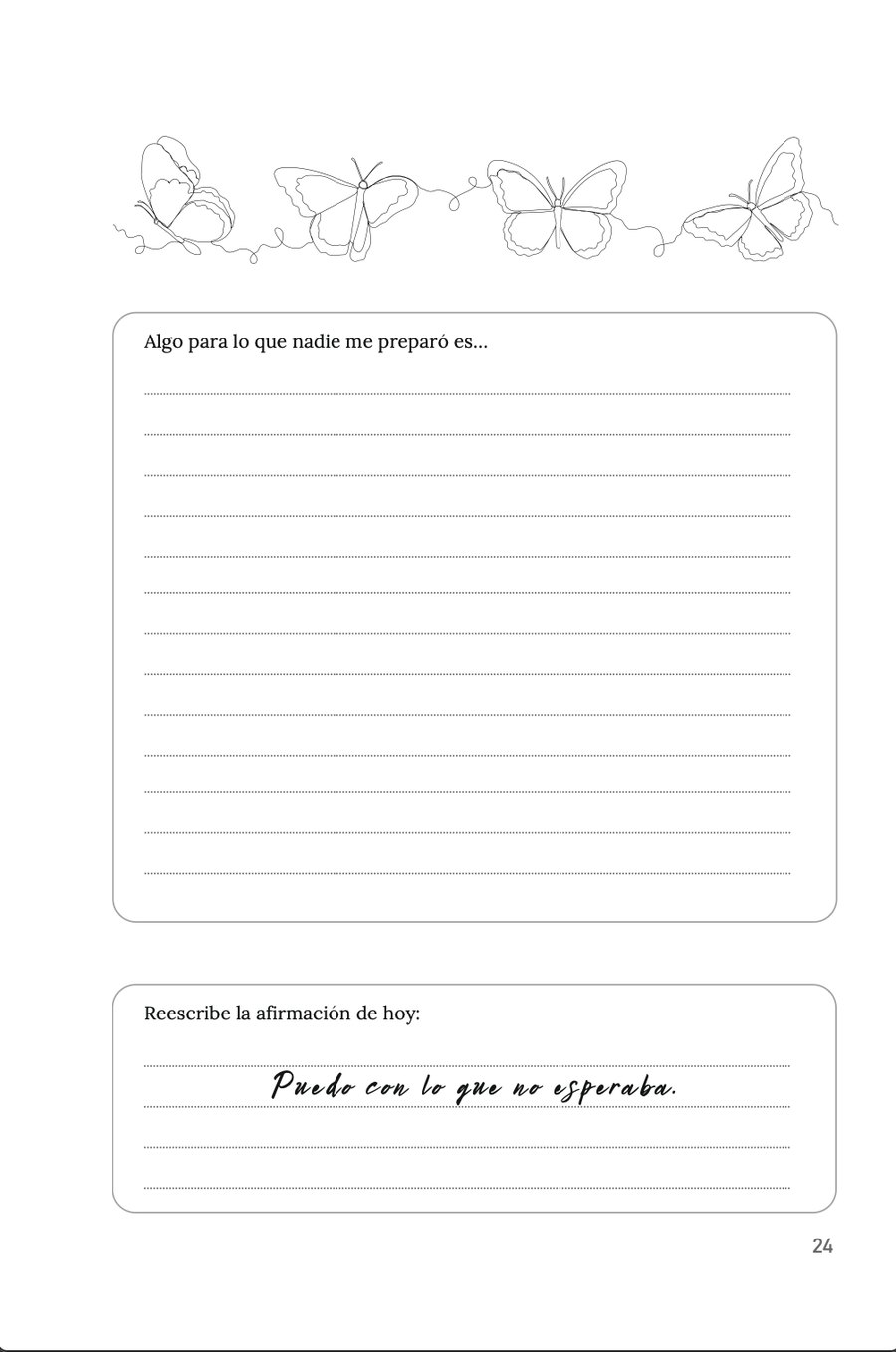 Día 3 · espacio para escribir a mano y reescribir la afirmación del día